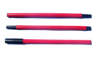 Red extension poles for gutter cleaning tool, durable and lightweight.