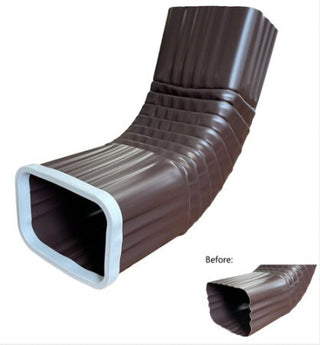 Brown downspout end cap safety cover for 2x3/3x4 gutters, durable protection.