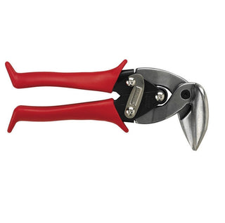 Professional Midwest snip with ergonomic red grip for left 90-degree metal cuts.