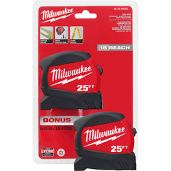 Milwaukee 25 ft. Wide Blade Tape Measure (2-Pack)