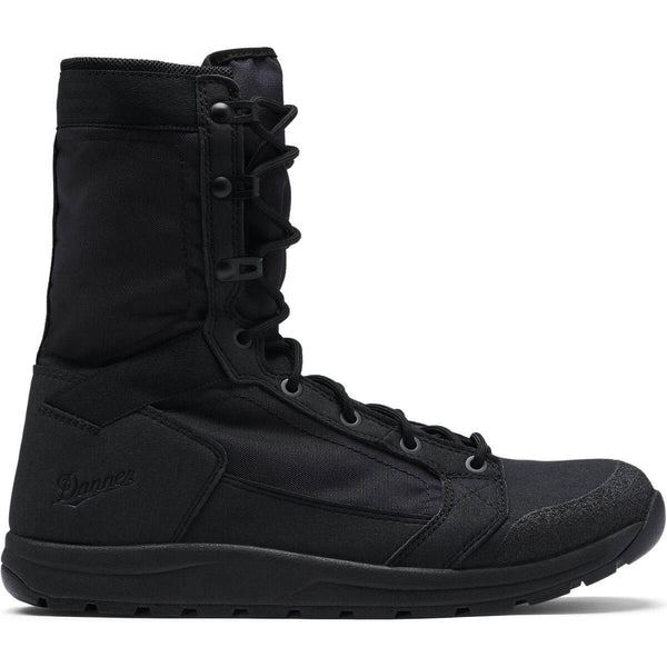 Professional grade Danner Tachyon 8 inch black tactical boot showing ultralight design for military and police use